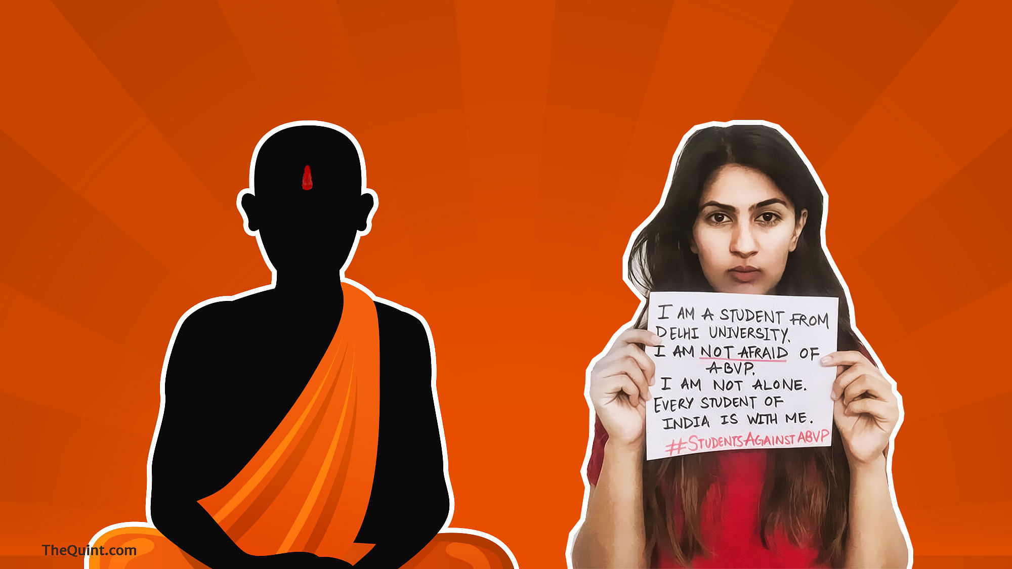 The row over Gurmehar’s comments reflects double standards of the ABVP that has a distorted view of natioanlism. (Photo: Lijumol Joseph/ <b>The Quint</b>)