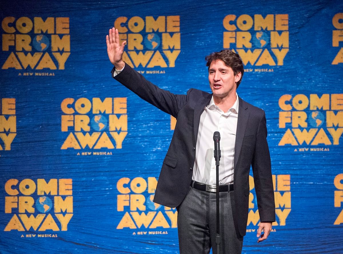 Trudeau attends a Broadway musical about openness to strangers with none other than Ivanka Trump .