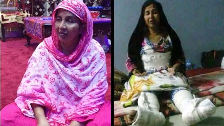 Haseena Begum claimed that she fractured both her legs after she was pushed off the third floor of a building by her employer. (Photo Courtesy: The News Minute)
