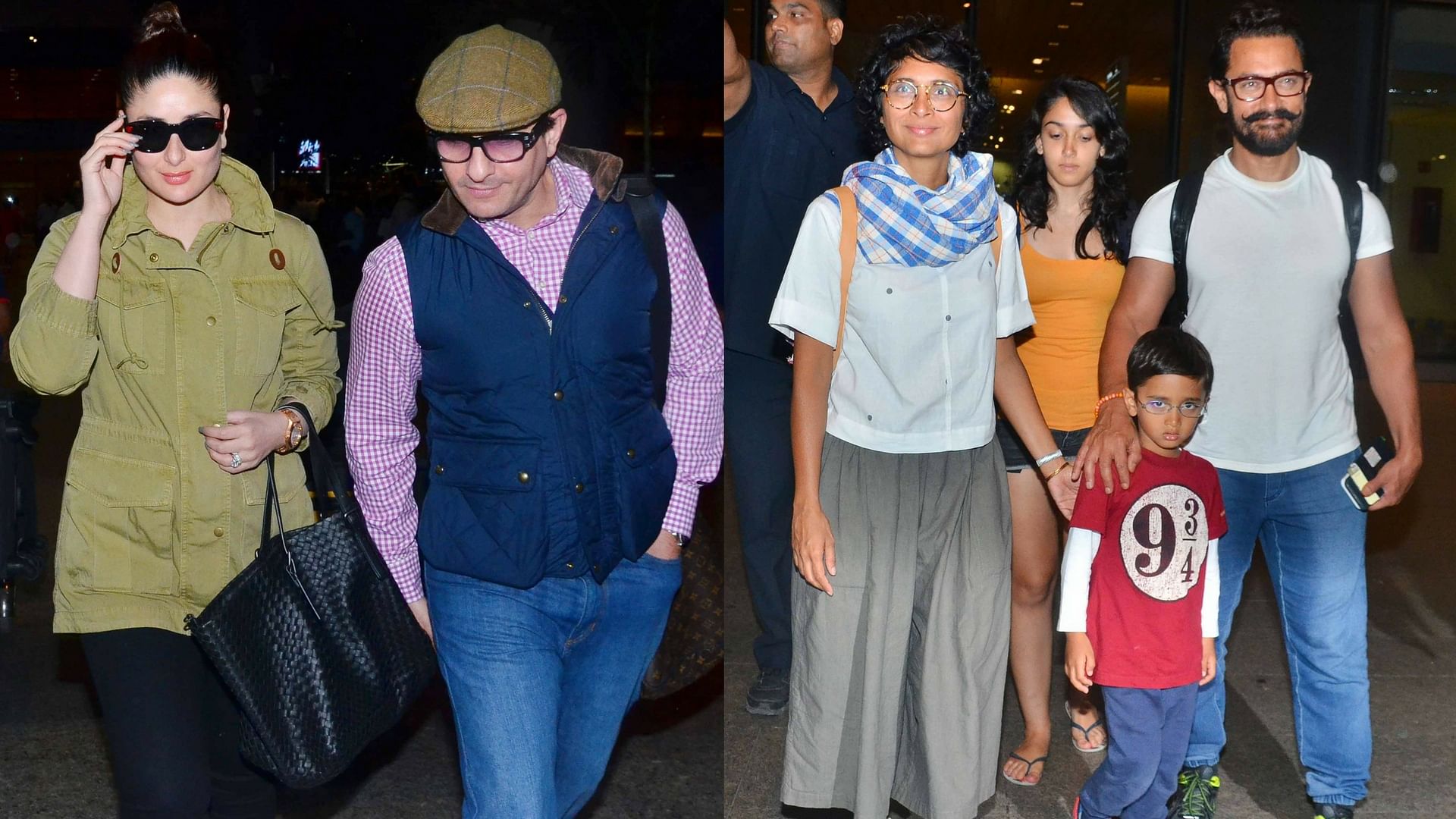 Kareena-Saif and Aamir-Kiran with son Azad spotted at the airport. (Photo: Yogen Shah)