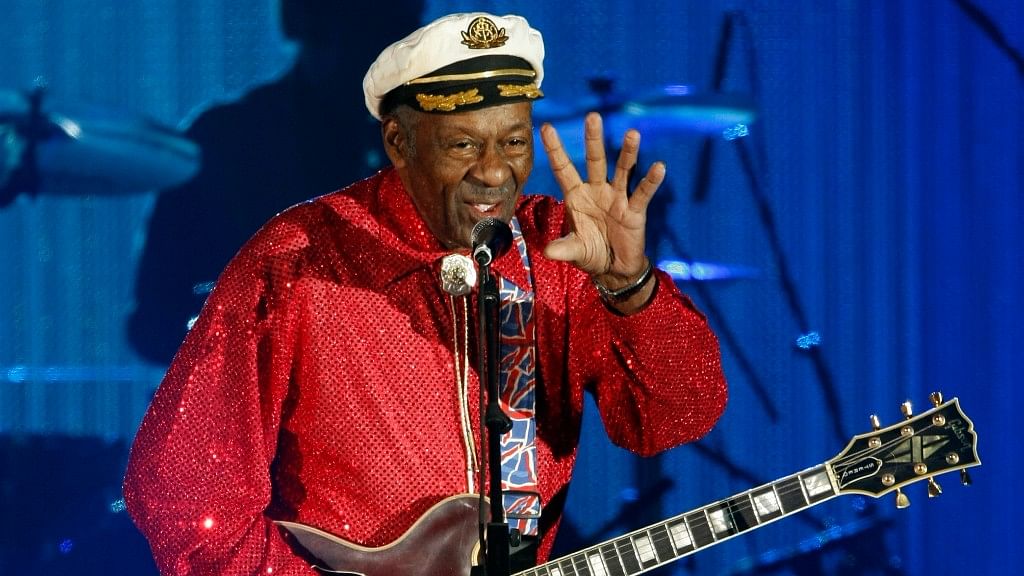 

Rock and roll legend Chuck Berry performs during the Bal de la Rose in Monte Carlo, Monaco on March 28, 2009. (Photo: Reuters)