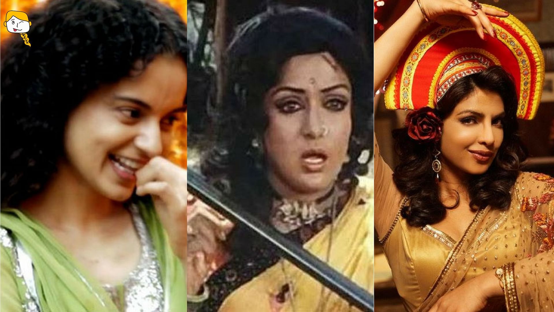 

Rani from <i>Queen</i> (left), Basanti from <i>Sholay</i> (centre) and Susanna from <i>7 Khoon Maaf</i> (right). (Photo Courtesy: Twitter/<a href="https://twitter.com/Bollywood_Divas">@Bollywood_Divas</a>/Facebook/<a href="https://www.facebook.com/Queen-Movie-1397342550536502/">Queen</a>/Altered by <b>The Quint</b>)