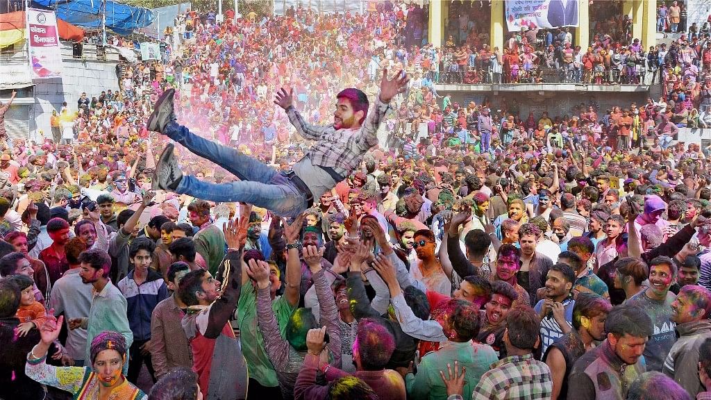 People celebrating Holi across the nation.