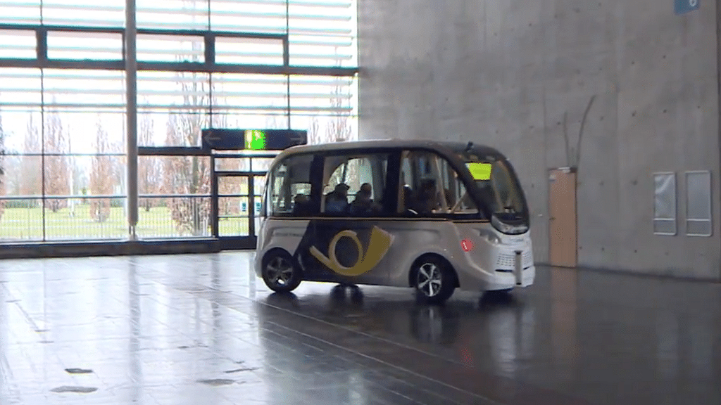Self-driving shuttle presented by PostAuto. (Photo Courtesy: Ruptly)
