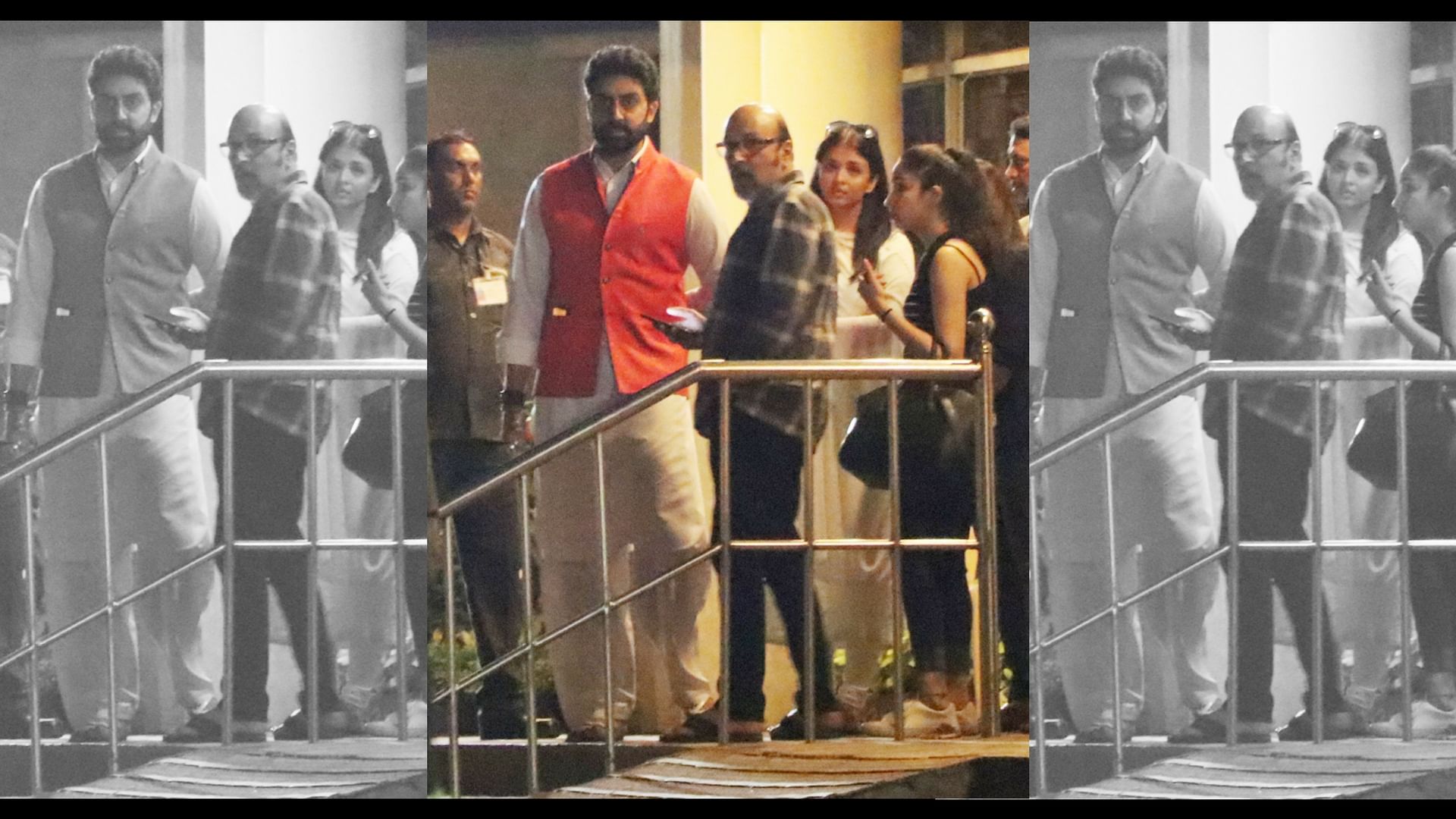 Abhishek Bachchan, Aishwarya Rai Bachchan and Mickey Contractor outside Lilavati Hospital. (Photo: Yogen Shah)