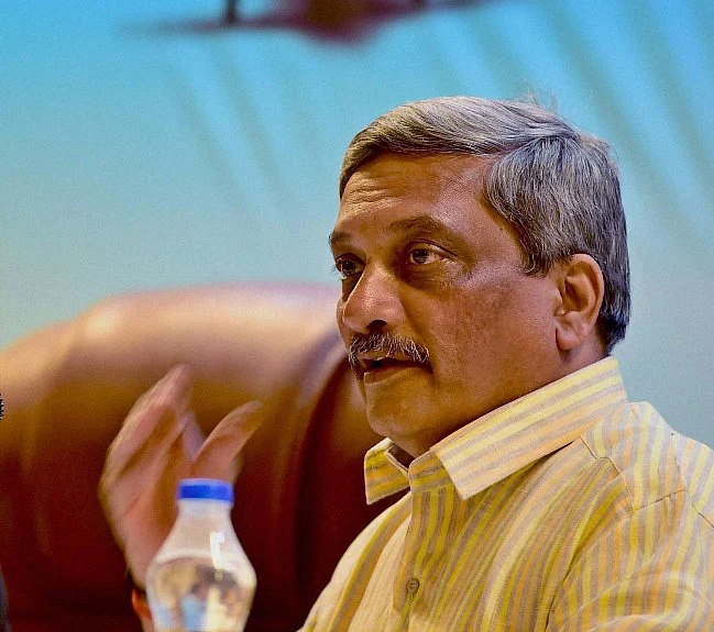 Former Defence Minister Manohar Parrikar at the AERO India Press Conference in Begaluru. (Photo: PTI)