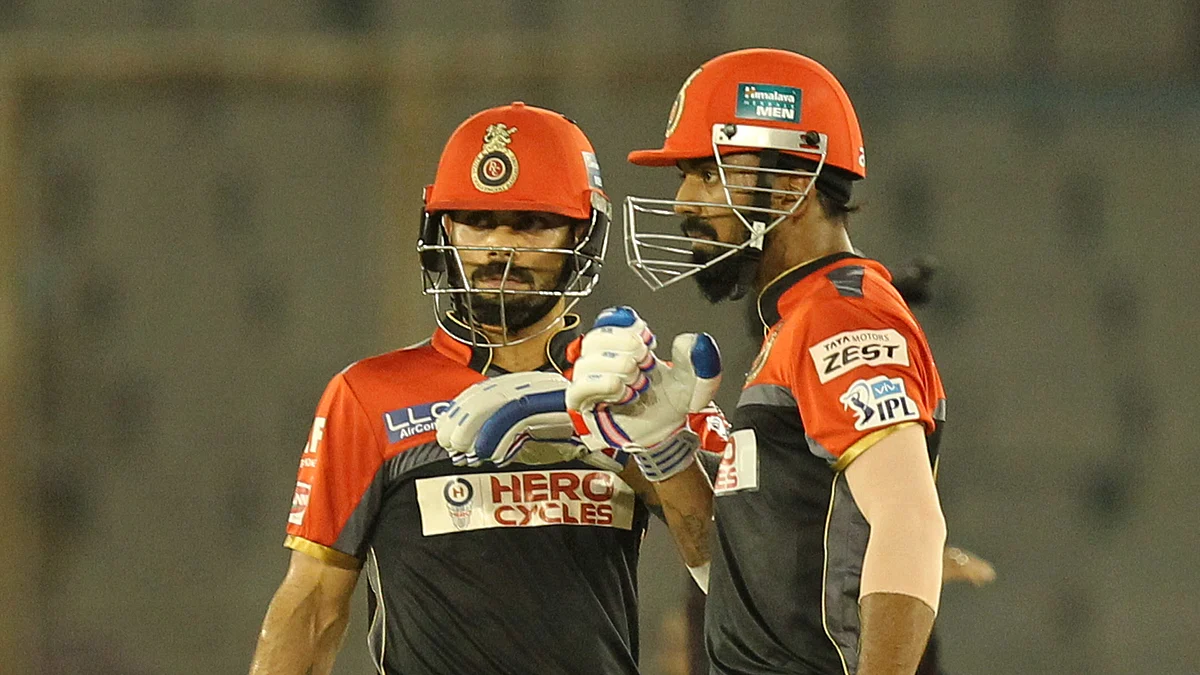 Virat Kohli and KL Rahul (R) may not play for Royal Challengers Bangalore in this IPL. (Photo: BCCI)