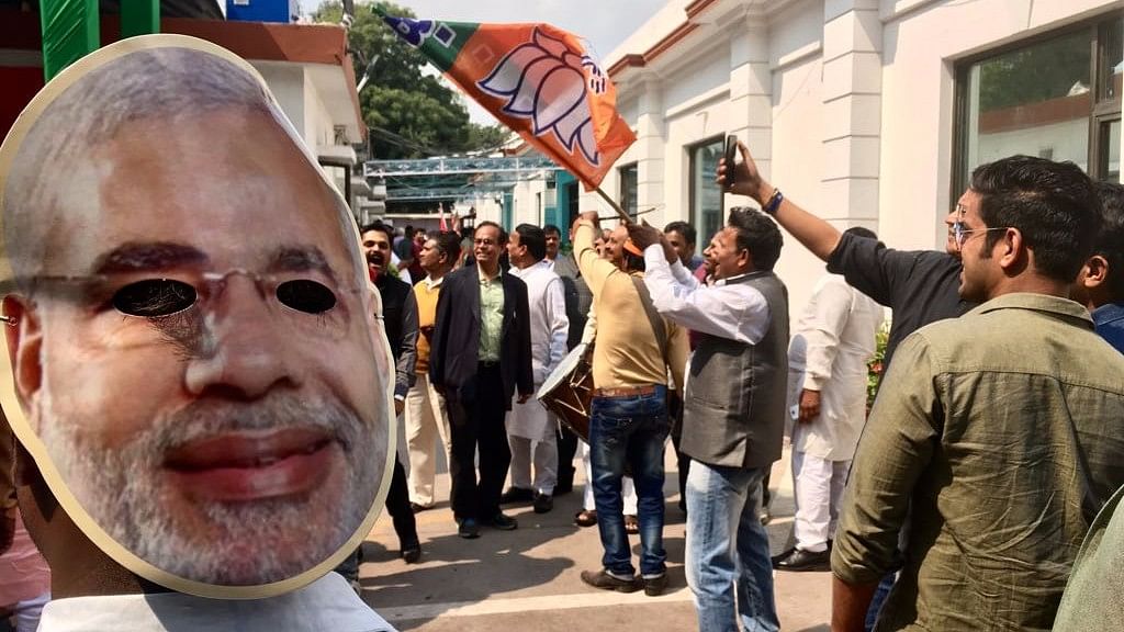 The BJP swept back to power in Uttar Pradesh on Saturday after 15 long years, giving Prime Minister Narendra Modi his biggest victory after the 2014 Lok Sabha polls. (Photo: Neeraj Gupta/<b>The Quint</b>)