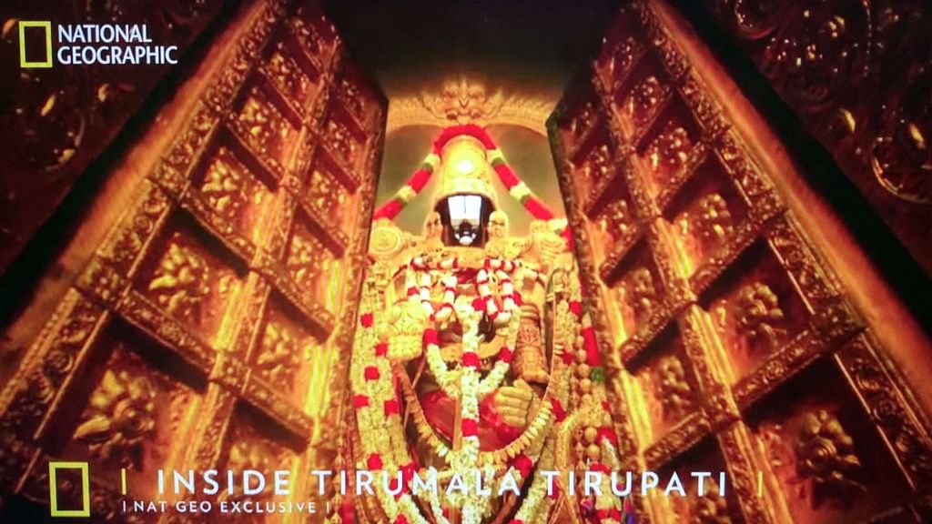 For the first time in visual history, Lord Venkateswara’s shrine at the Tirumala Tirupati temple, in a National Geographic Channel documentary. (Photo Courtesy: YouTube/National Geographic Channel)