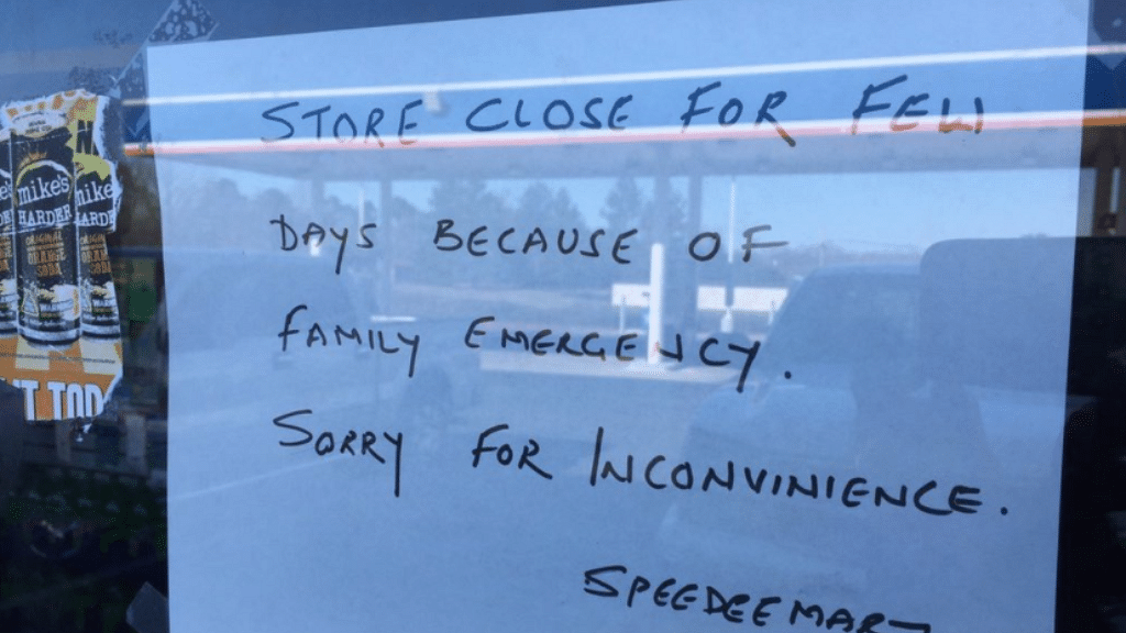 A sign at Harnish Patel’s Speed Mart store in South Carolina. (Photo Courtesy: <a href="https://twitter.com/iamKavithaRao">Kavitha Rao</a>/Twitter)