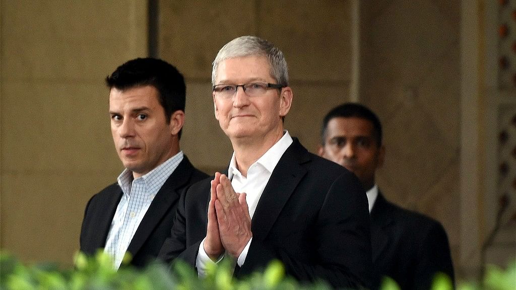 Apple CEO Tim Cook in Mumbai earlier this year.&nbsp;