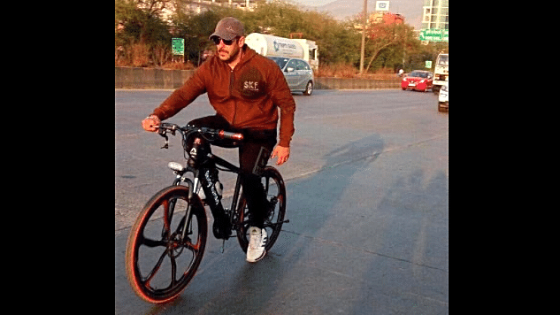 Salman Khan on his <i>Being Human </i>bike.