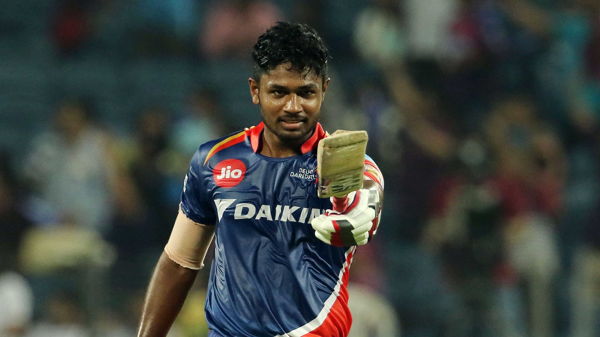 Sanju Samson celebrates after scoring his century. (Photo: BCCI)