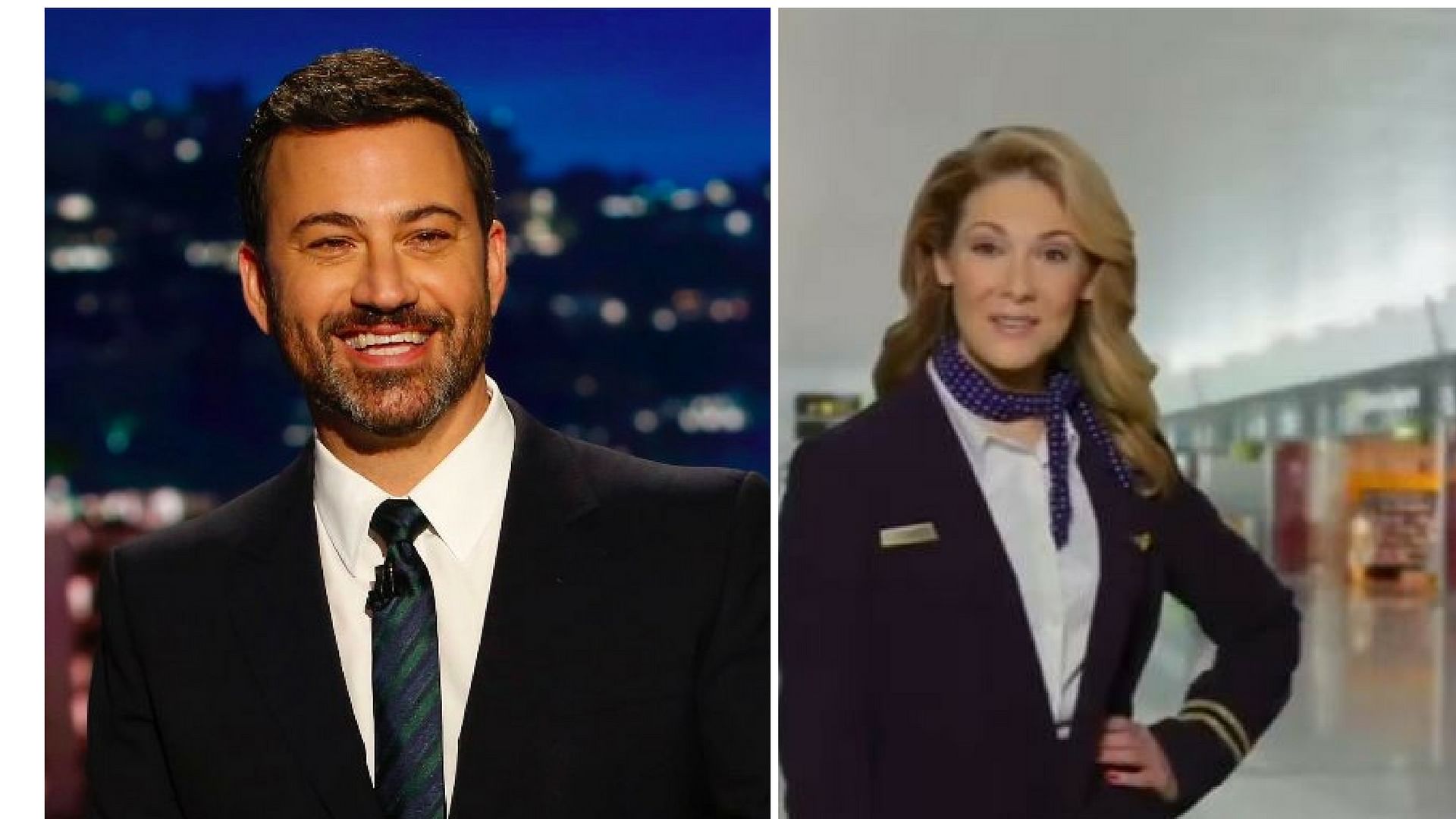 Jimmy Kimmel and (left) a still from the spoof ad. (Photo Courtesy: <a href="http://https//www.youtube.com/watch?v=4muxxItbGvo">YouTube</a> Screenshot)