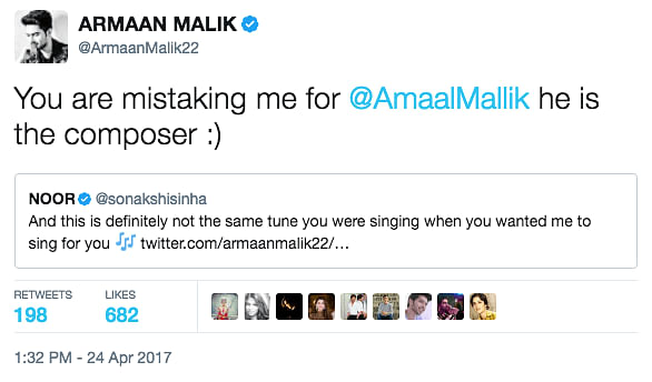 

Sonakshi Sinha & Armaan Mallik engaged in a Twitter war of words. But here is a twist - she is not even performing