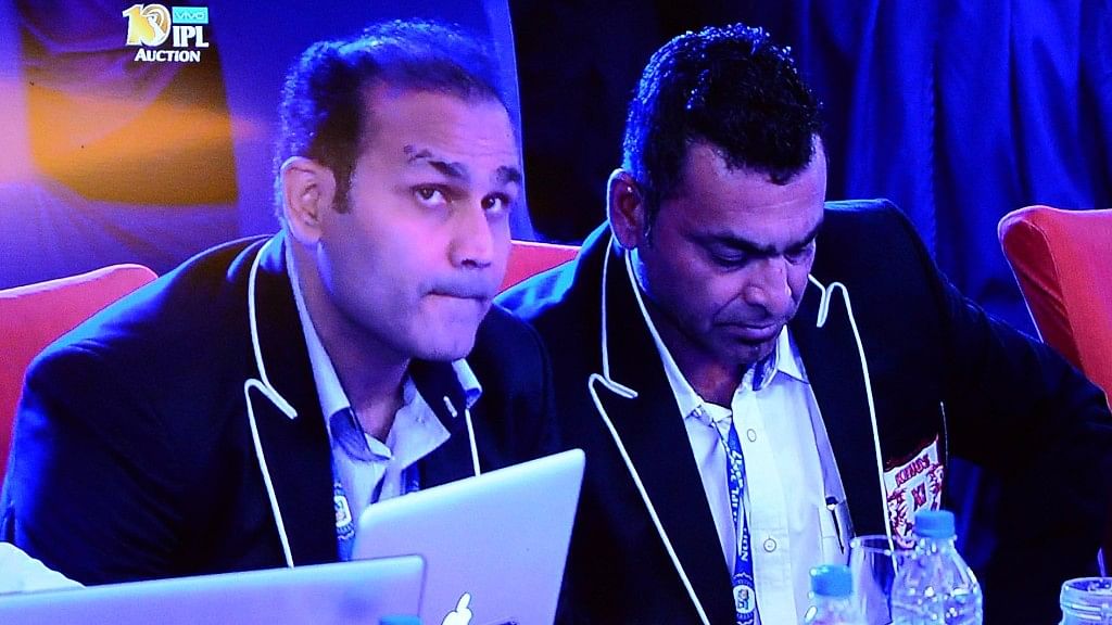 Virender Sehwag at the IPL 2017 players’ auction.(Photo: IANS)