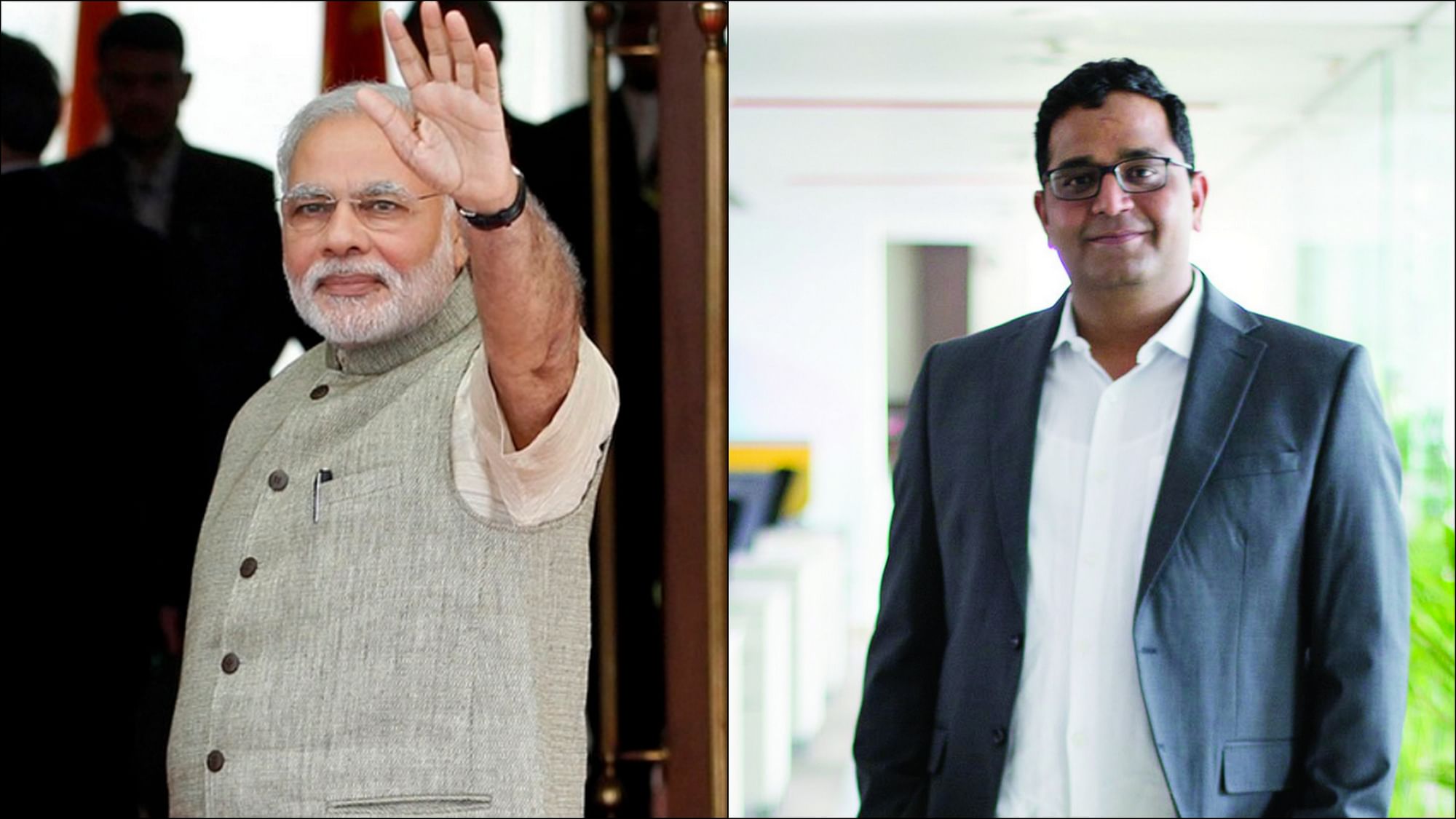 PM Modi (L) and PayTM’s Vijay Shekhar. (Photo: PTI)