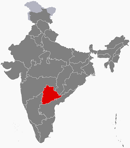 Telangana (Photo Courtesy: <a href="https://en.wikipedia.org/wiki/Telangana#/media/File:IN-TG.svg">Wikipedia</a>)
