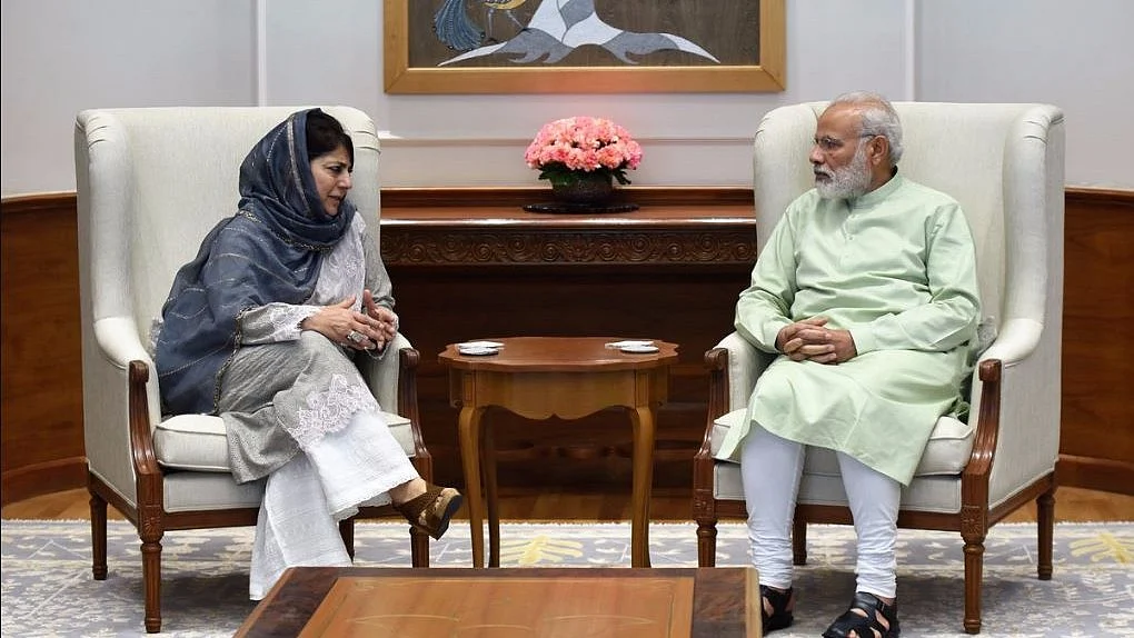 Jammu and Kashmir Chief Minister Mehbooba Mufti and Prime Minister Narendra Modi in New Delhi. (Photo: ANI)