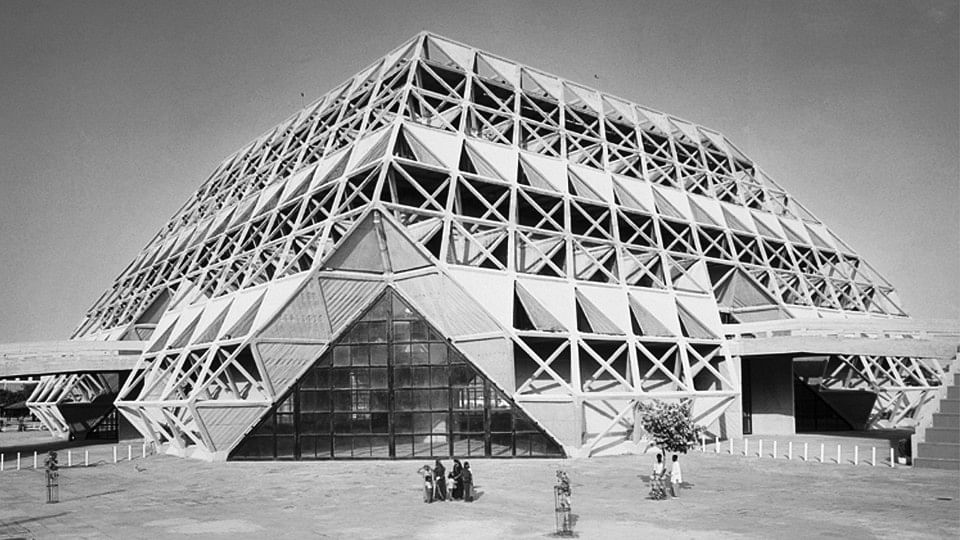 In 1972, Hall of Nations was symbolic of an achievement by young architects —creating a uniquely Indian style. (Photo: Copyright Raj Rewal via&nbsp;<a href="https://architexturez.net/doc/az-cf-123722">Architexturez.net</a>)