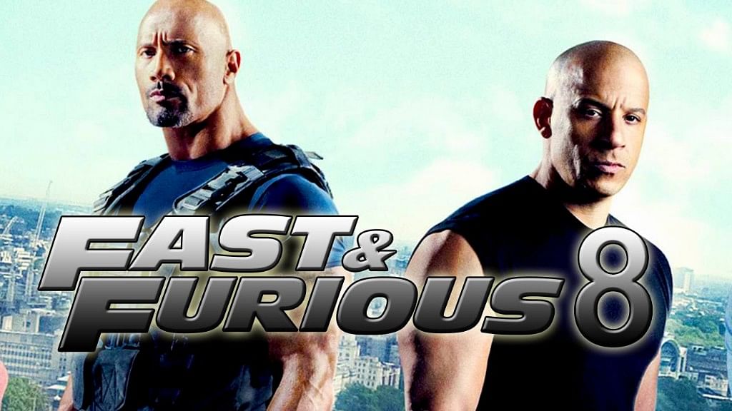 The Rock and Vin Diesel in a poster of <i>Fast and Furious 8</i>.