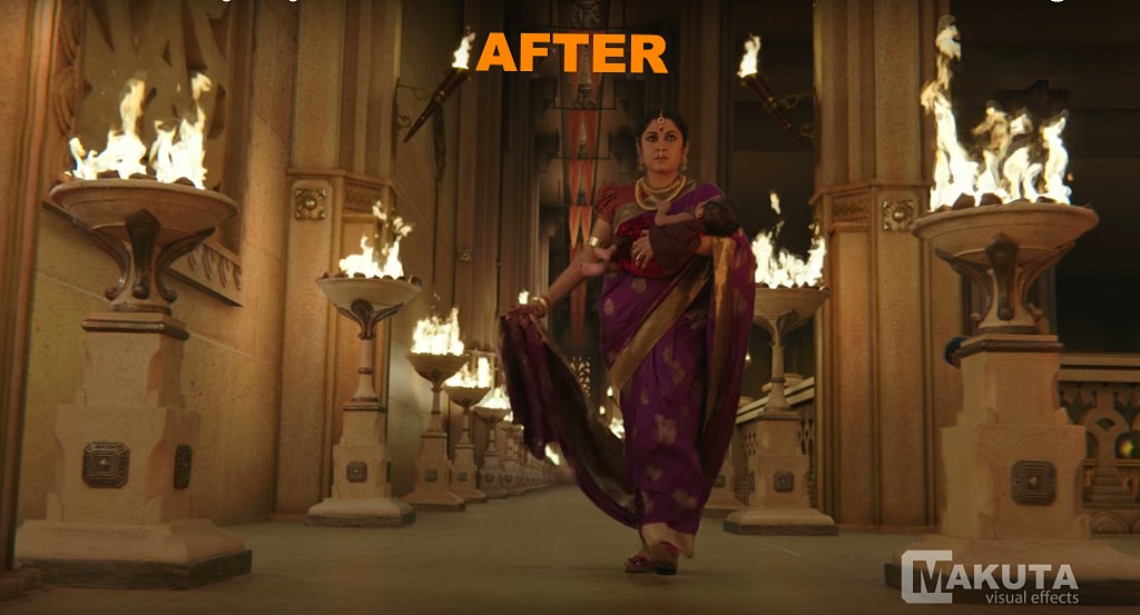 Before and after VFX shots from <i>Baahubali: The Beginning. </i>(Photo courtesy: YouTube)
