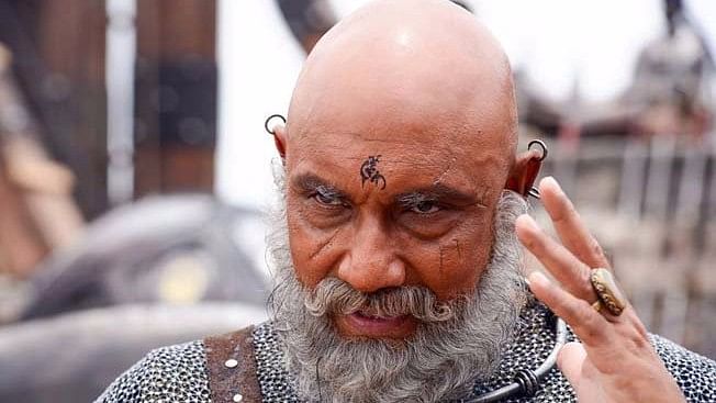 Sathyaraj who plays the role of Katappa in the film is the reason behind the trouble. (Photo courtesy: Twitter/WebPudhari)