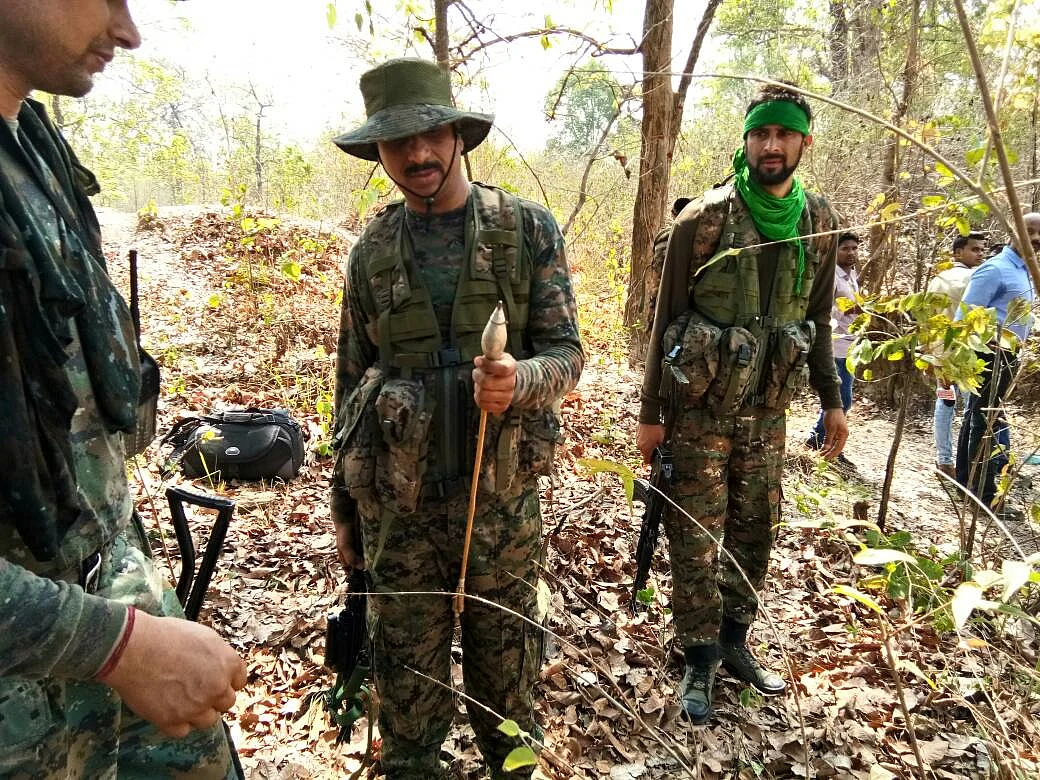 CRPF personnel in Sukma jungles. (Photo: Chandan Nandy/<b>The Quint</b>)