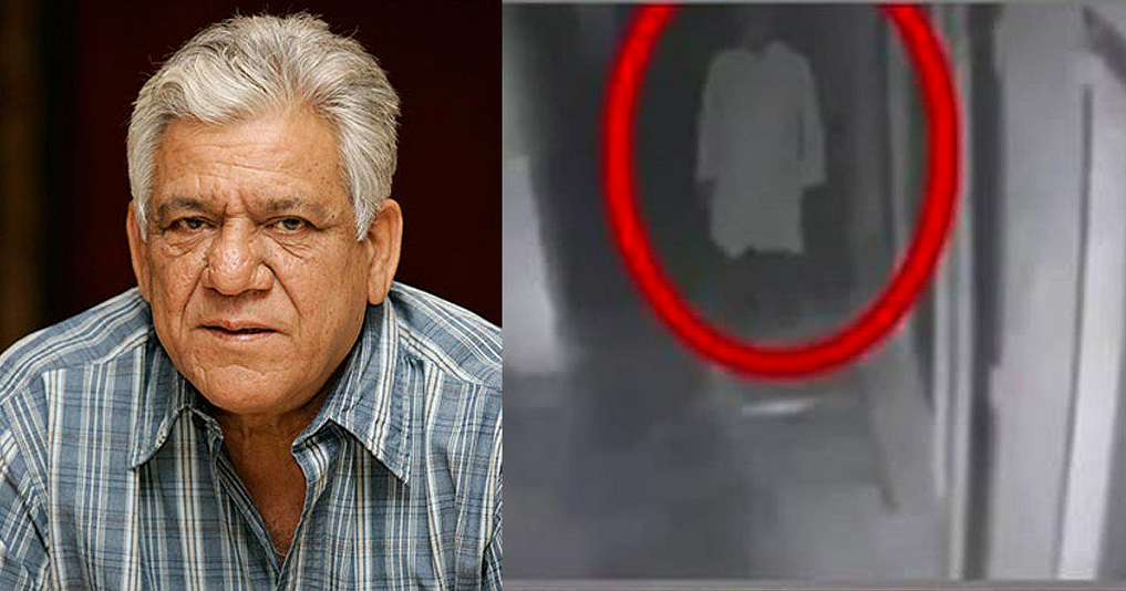Om Puri (L) and CCTV of a man being called Om Puri’s ghost. (Photo courtesy: Twitter)