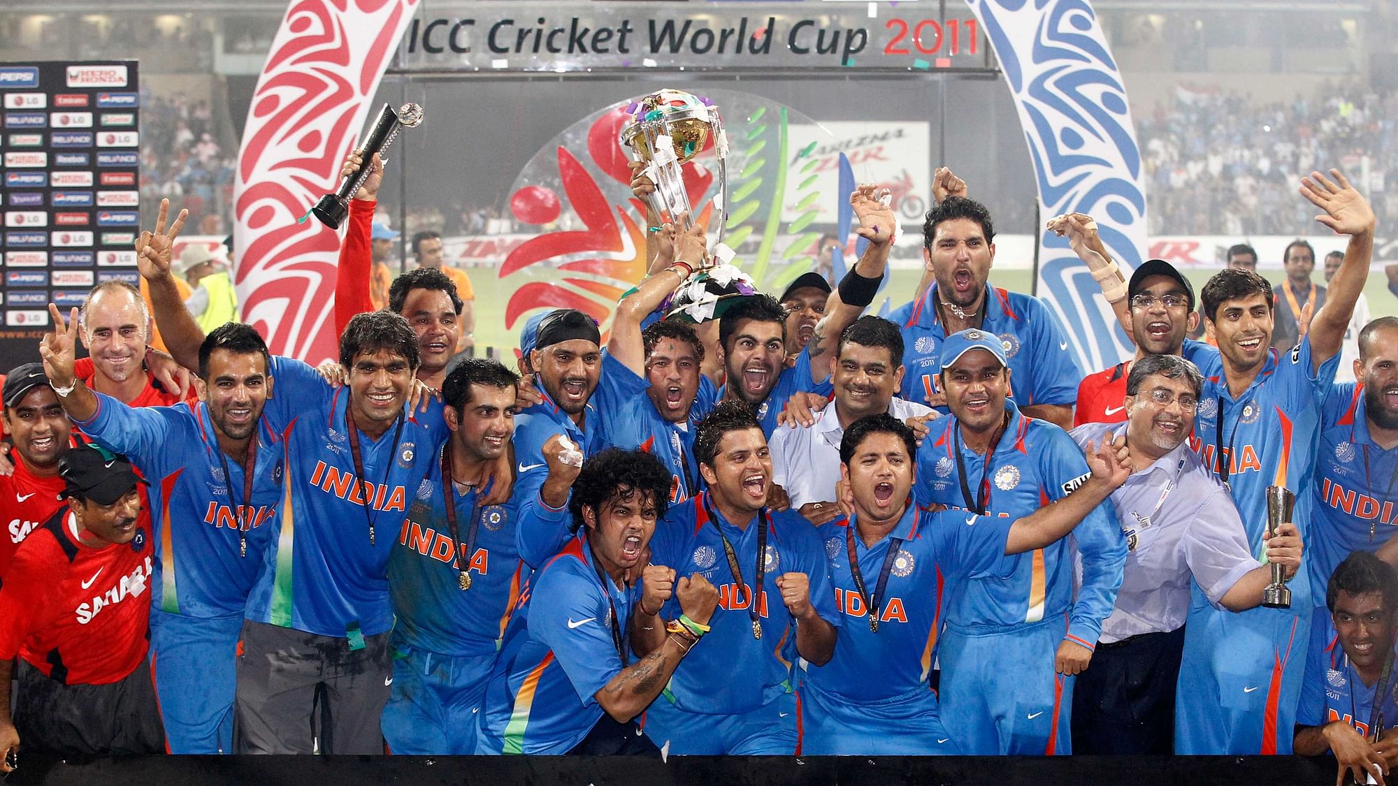 India’s World Cup winning team in 2011.&nbsp;