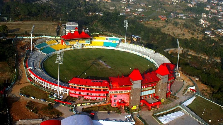 A bird’s-eye-view of the cricket ground in Dharamsala. (Photo: HPCA)