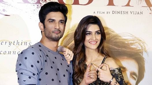 Sushant Singh Rajput and Kriti Sanon at the launch of their film’s first look. (Photo: Yogen Shah)