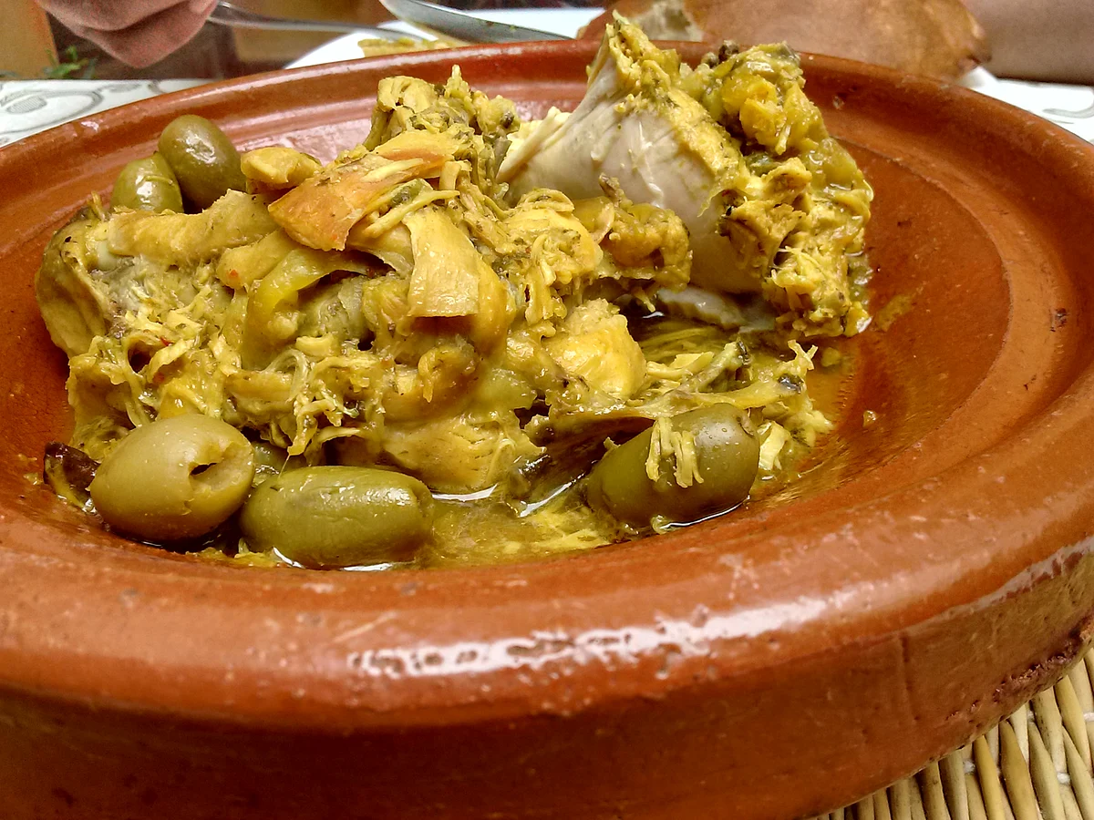 A chicken tagine sprinkled with the ubiquitous olives. (Photo: Suktara Ghosh)
