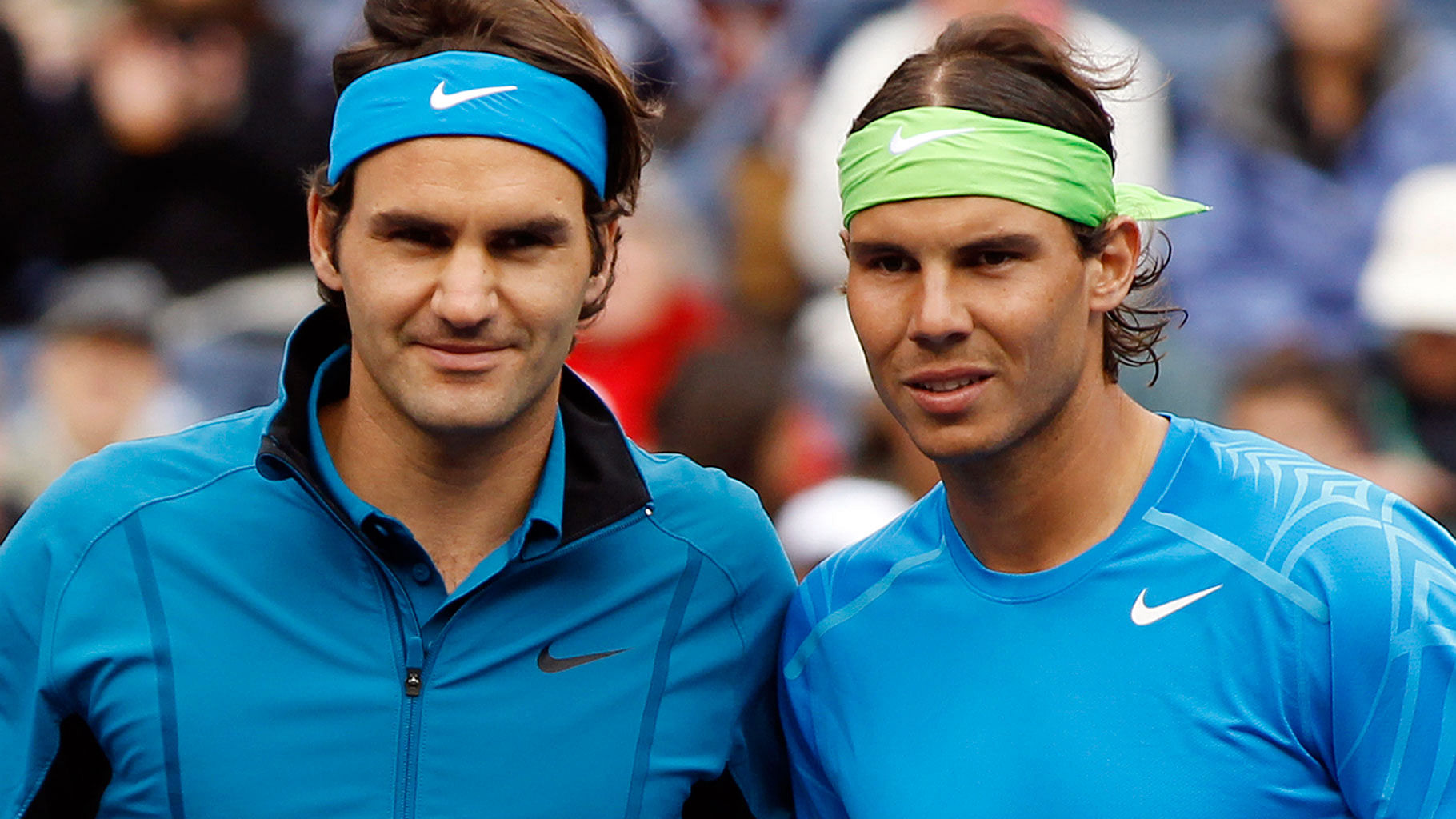 Roger Federer (L) and Rafael Nadal (R).&nbsp;