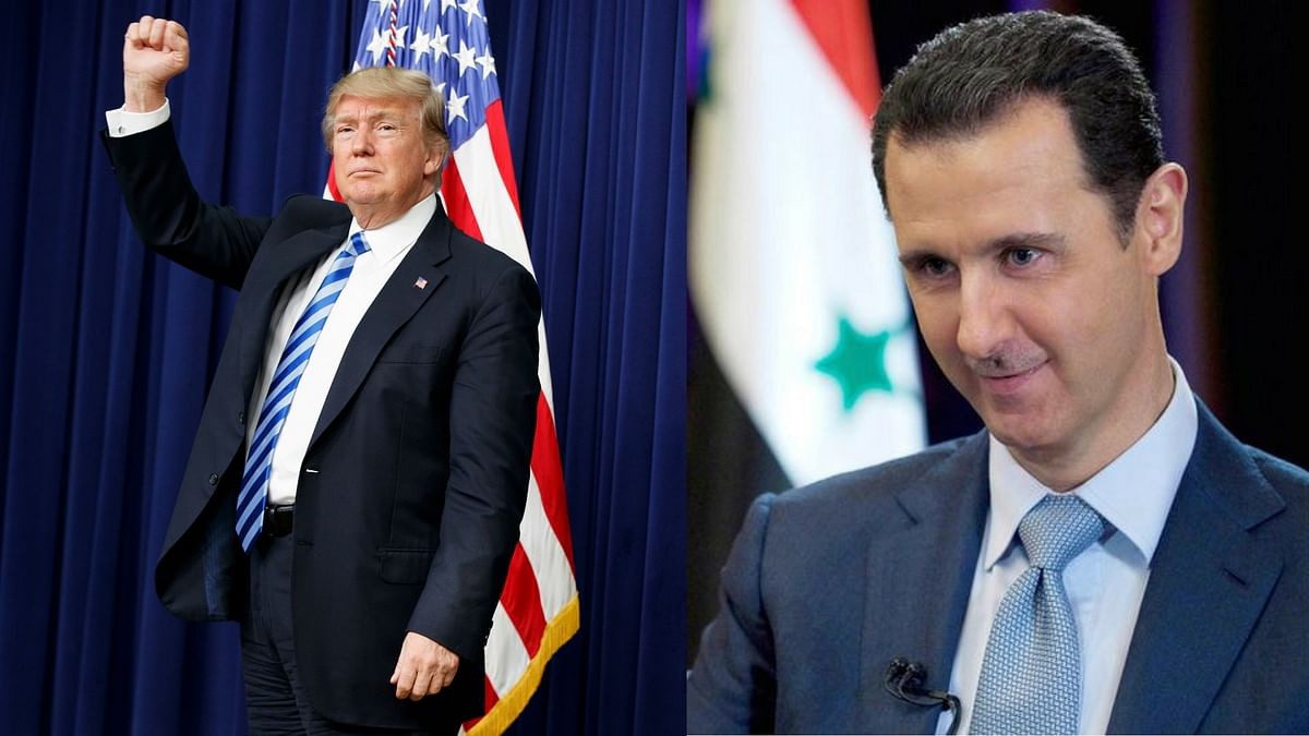 US President Donald Trump (L) and Syrian President Bashar al-Assad (R) (Photos: AP/Altered by The Quint)