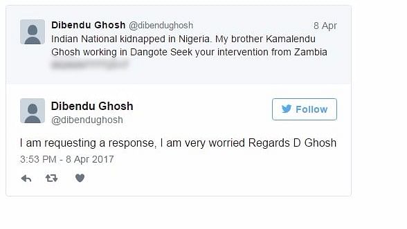 Kamalendu Ghosh, a high-level executive working in Dangote Group had been abducted in Abuja, Nigeria.