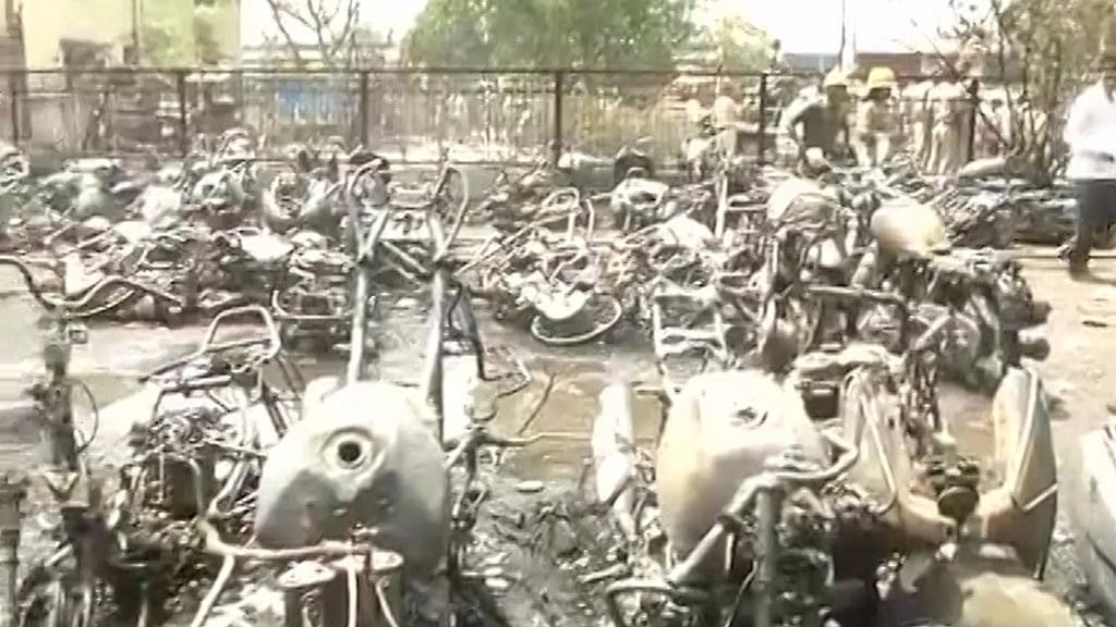 Over 200 Vehicles Gutted in Fire Near Raipur Railway Station