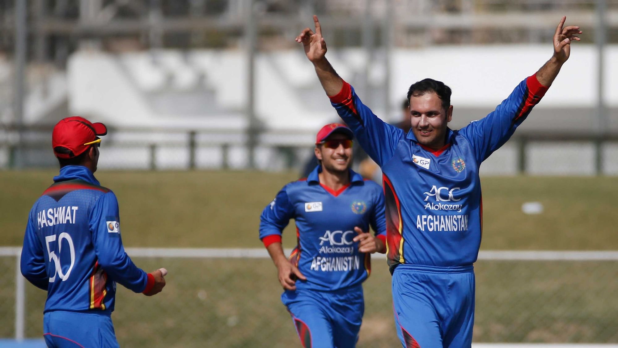 Afghanistan’s Mohammad Nabi celebrates a wicket during a match against Ireland in Greater Noida (Photo: AP)