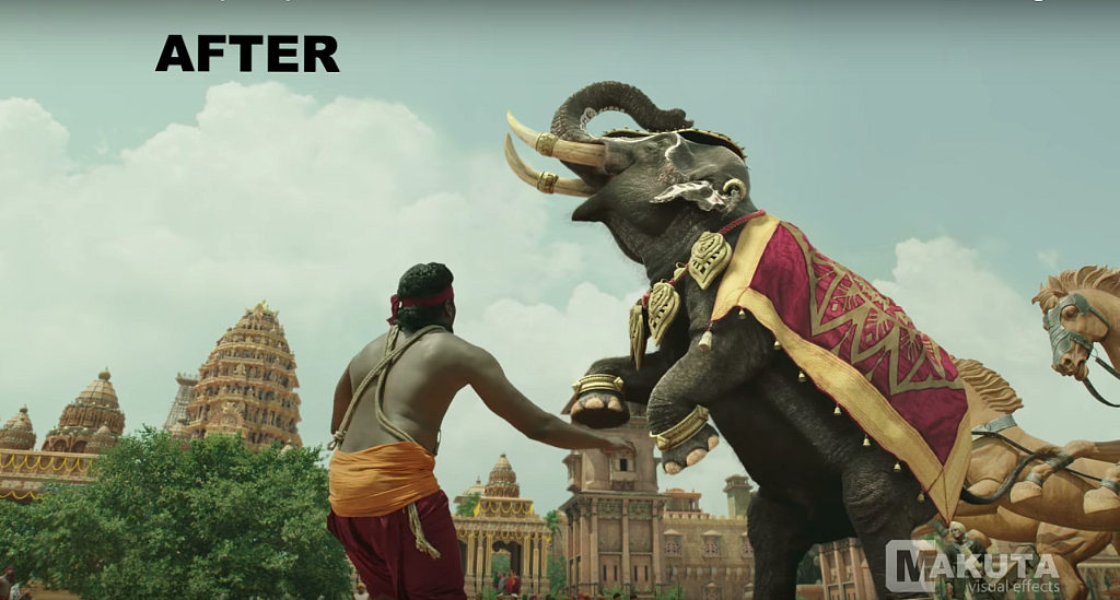 Before and after VFX shots from <i>Baahubali: The Beginning. </i>(Photo courtesy: YouTube)