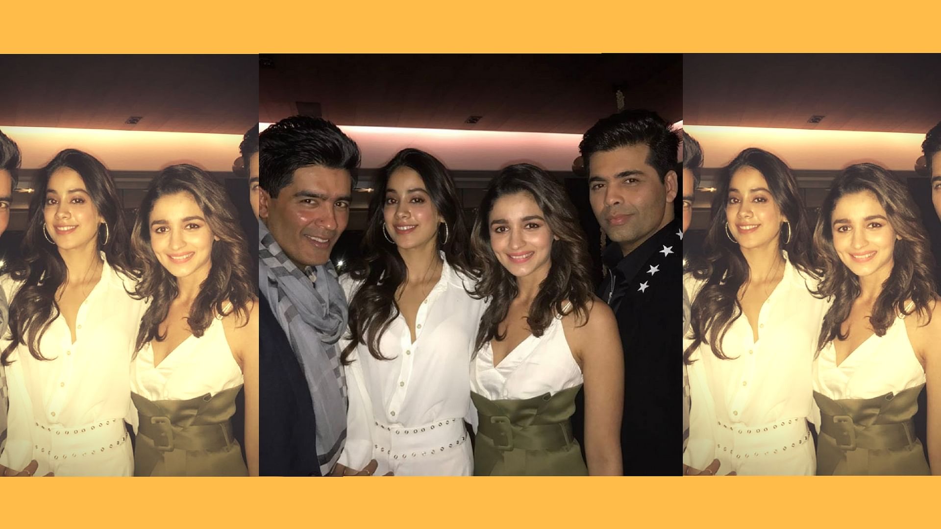 Manish Malhotra, Jhanvi Kapoor, Alia Bhatt and Karan Johar in one of their star-studded get-togethers. (Photo courtesy: Instagram)