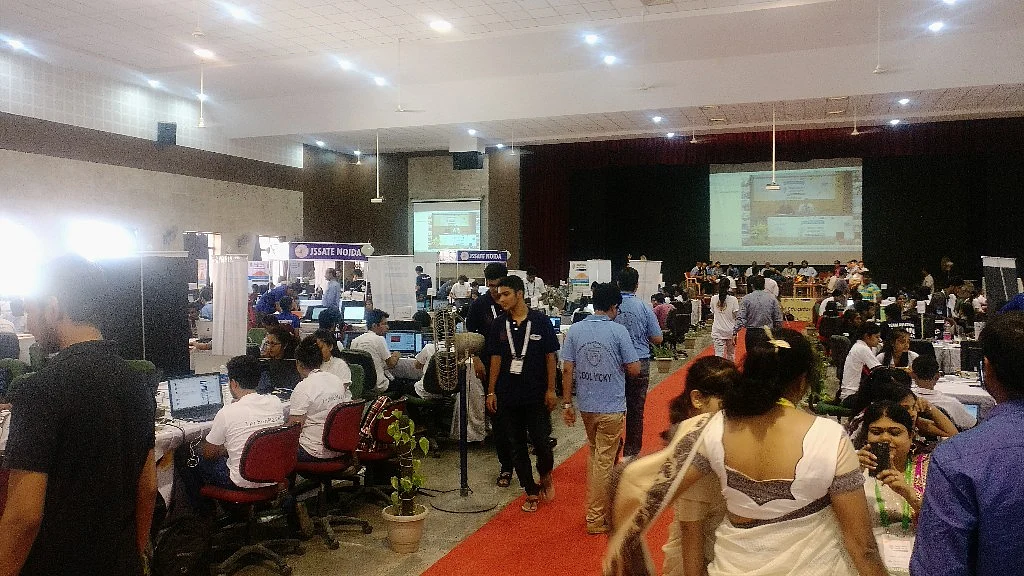 Over 59 colleges are participating at this venue in Noida. (Photo: <b>The Quint</b>)
