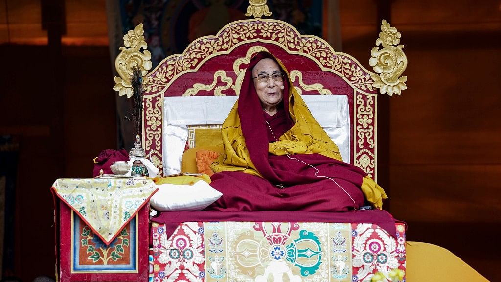 Tibetan spiritual leader the Dalai Lama gives teachings to devotees at the Buddha Park in Bomdila, Arunachal Pradesh on Wednesday. (Photo Courtesy: AP)