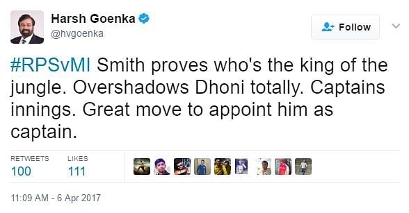 “Smith should keep in mind that for the Pune fans, the real boss is still Dhoni.”
