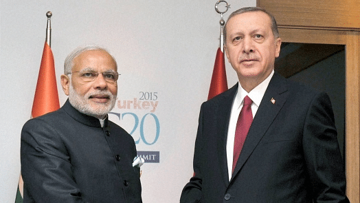 Indian Prime Minister Narendra Modi with Turkish President Recep Tayyip Erdogan. (Photo: PTI)