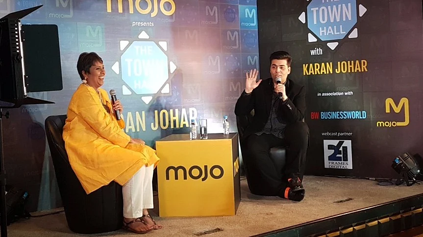 Karan Johar and Barkha Dutt at the town hall on Wednesday. (Photo: <b>The Quint</b>)