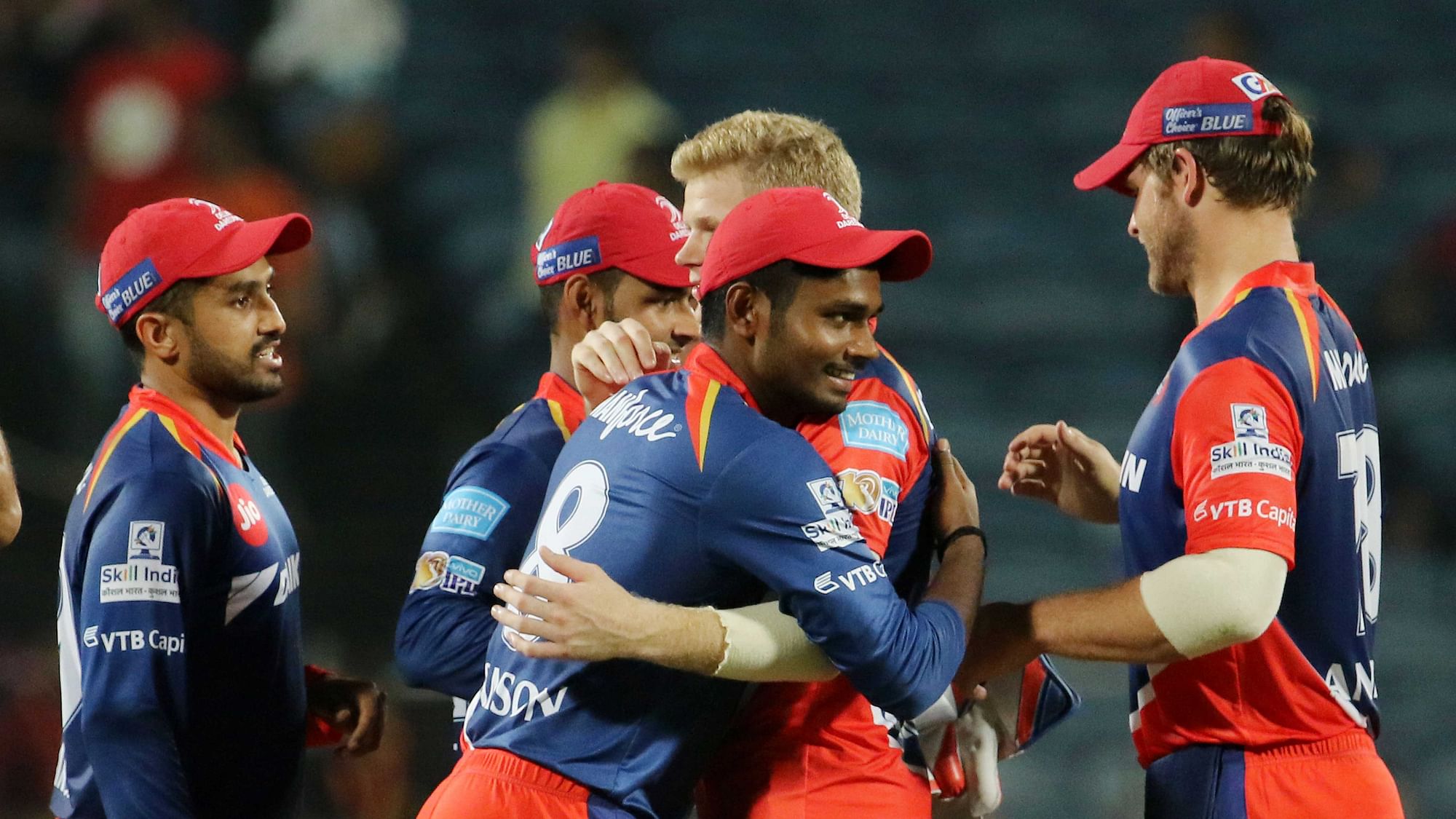 Delhi Daredevils players celebrate after beating RPS. (Photo: BCCI)