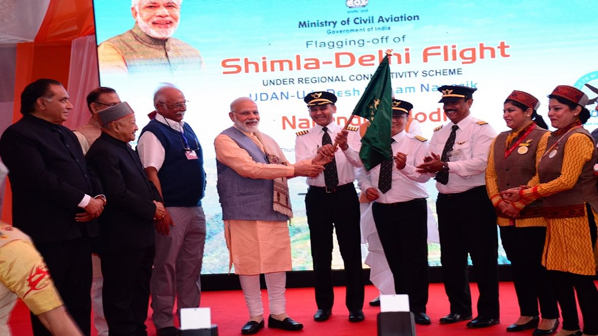 Prime Minister Narendra Modi on Thursday flagged off the first Rs 2,500-an-hour flight. (Photo: PTI)