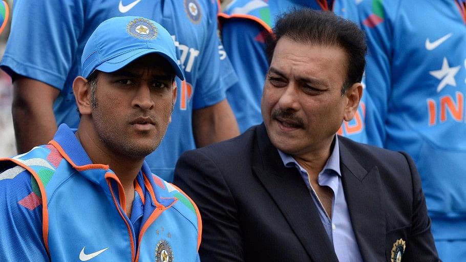 Ravi Shastri with MS Dhoni in his days as Team Manager of the Indian Cricket Team.&nbsp;
