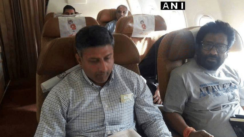 Shiv Sena MP Ravindra Gaikwad flies business class in Air India for the first time since he assaulted a staffer. (Photo: ANI)