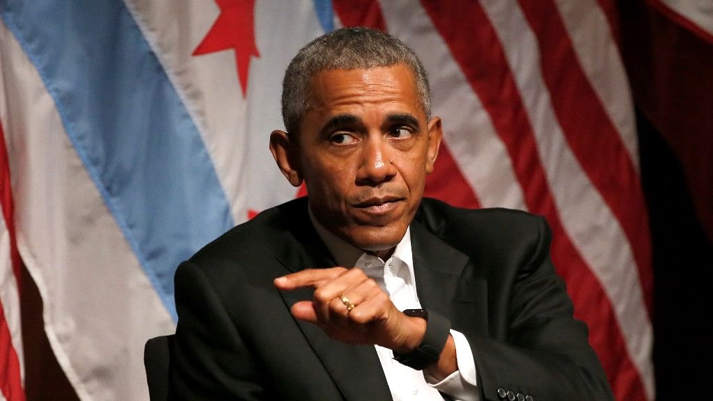 Former President Barack Obama hosts a conversation on civic engagement and community organizing, Monday, April 24, 2017, at the University of Chicago in Chicago.